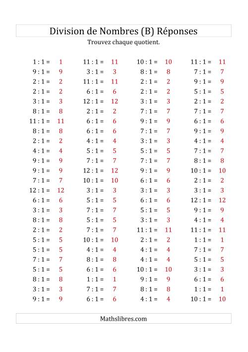 Division de Nombres Par 1 (Quotient 1 - 12) (B) page 2
