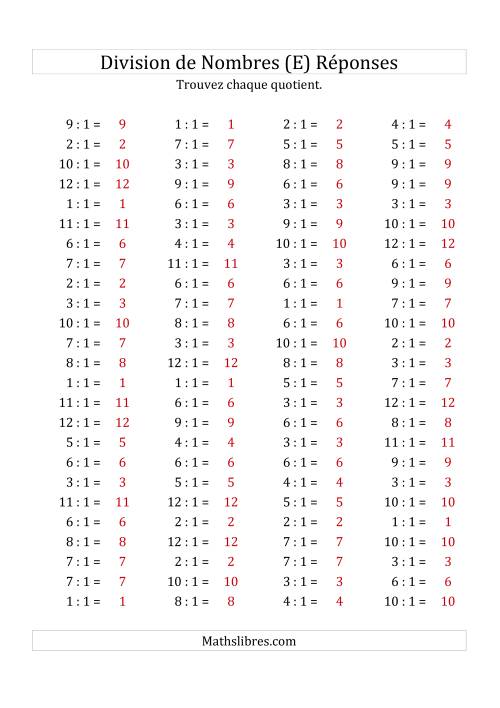 Division de Nombres Par 1 (Quotient 1 - 12) (E) page 2