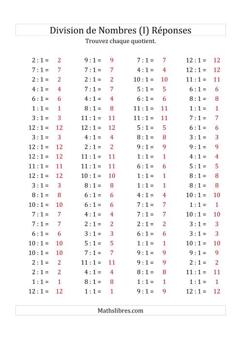 Division de Nombres Par 1 (Quotient 1 - 12) (I) page 2