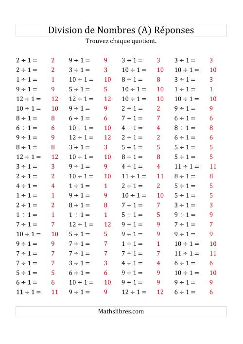 Division de Nombres Par 1 (Quotient 1 - 12) (Tout) page 2