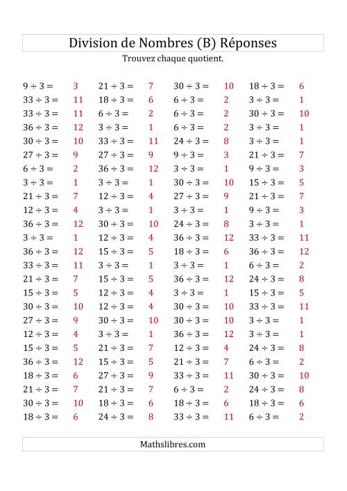 Division de Nombres Par 3 (Quotient 1 - 12) (B) page 2
