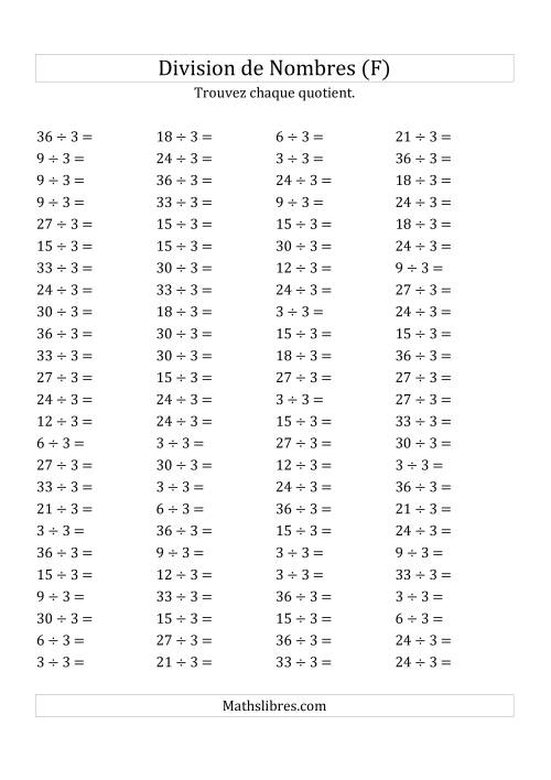 Division de Nombres Par 3 (Quotient 1 - 12) (F)