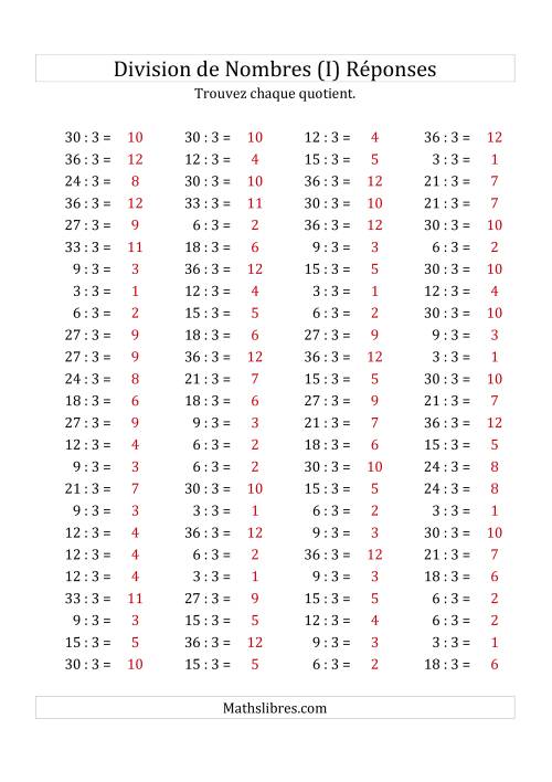 Division de Nombres Par 3 (Quotient 1 - 12) (I) page 2
