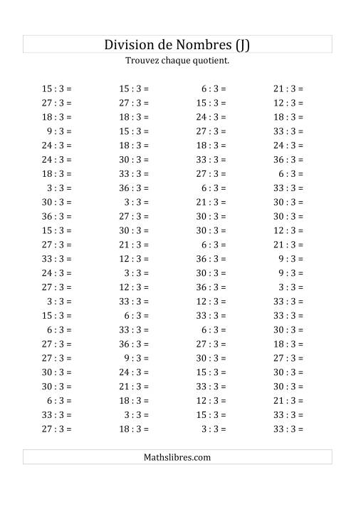 Division de Nombres Par 3 (Quotient 1 - 12) (J)