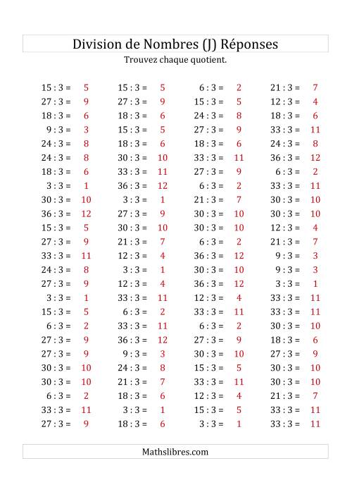 Division de Nombres Par 3 (Quotient 1 - 12) (J) page 2
