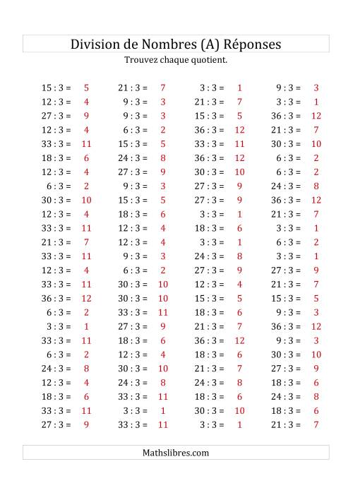 Division de Nombres Par 3 (Quotient 1 - 12) (Tout) page 2