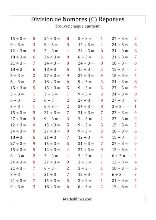 Division de Nombres Par 3 (Quotient 1 - 9) (C) page 2