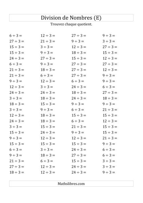 Division de Nombres Par 3 (Quotient 1 - 9) (E)