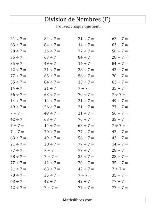 Division de Nombres Par 7 (Quotient 1 - 12) (F)