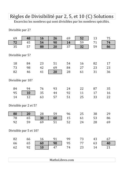 Divisibilité par 2, 5 et 10 -- 2-chiffres (C) page 2