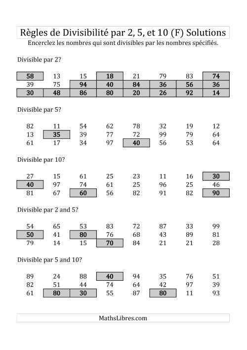 Divisibilité par 2, 5 et 10 -- 2-chiffres (F) page 2