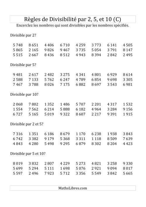 Divisibilité par 2, 5 et 10 -- 4-chiffres (C)