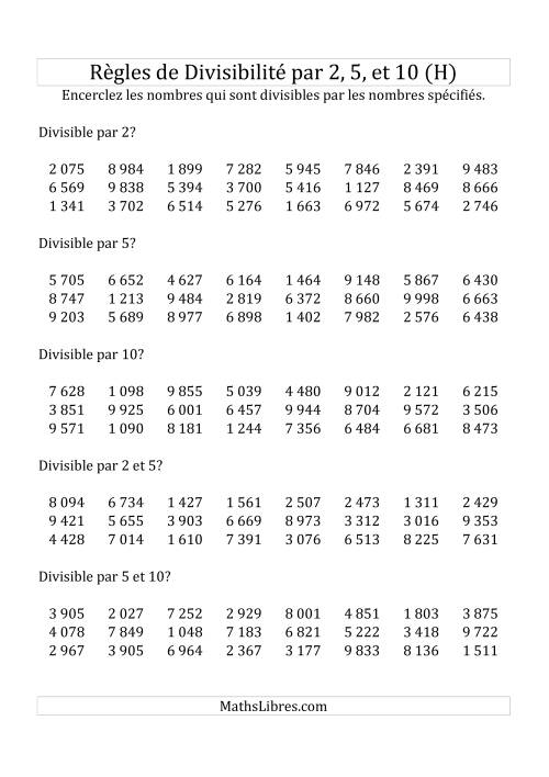 Divisibilité par 2, 5 et 10 -- 4-chiffres (H)
