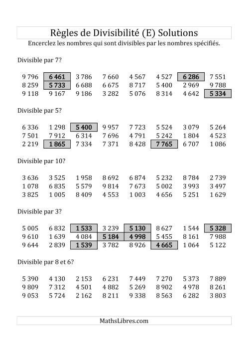 Divisibilité par chiffres 2 à 10 -- 4-chiffres (E) page 2
