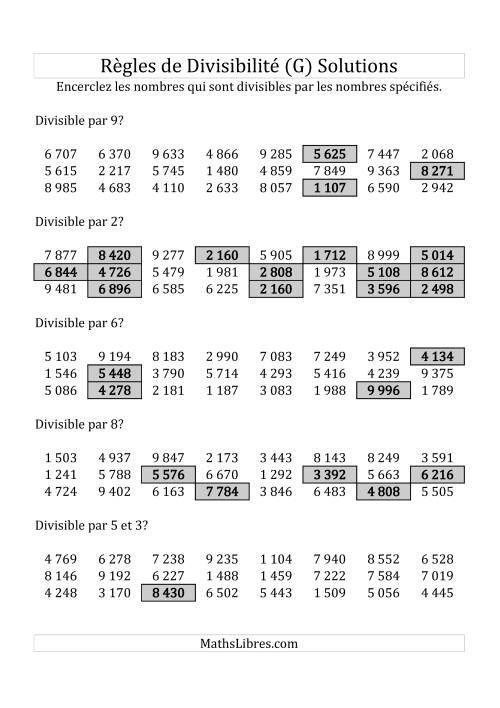 Divisibilité par chiffres 2 à 10 -- 4-chiffres (G) page 2