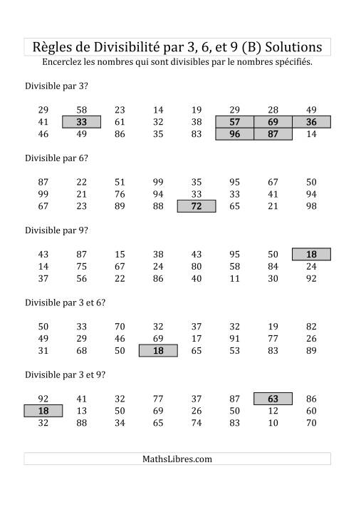 Divisibilité par 3, 6 et 9 -- 2-chiffres (B) page 2