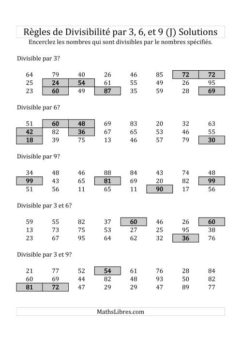Divisibilité par 3, 6 et 9 -- 2-chiffres (J) page 2