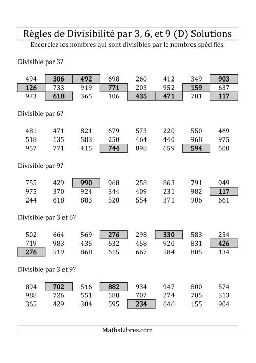 Divisibilité par 3, 6 et 9 -- 3-chiffres (D) page 2