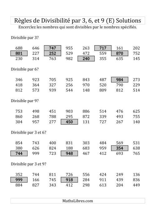 Divisibilité par 3, 6 et 9 -- 3-chiffres (E) page 2