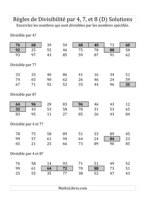 Divisibilité par 4, 7 et 8 -- 2-chiffres (D) page 2