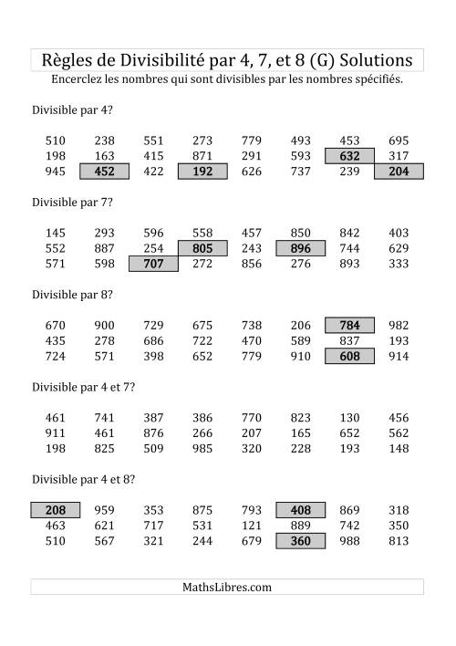 Divisibilité par 4, 7 et 8 -- 3-chiffres (G) page 2