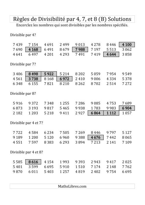 Divisibilité par 4, 7 et 8 -- 4-chiffres (B) page 2