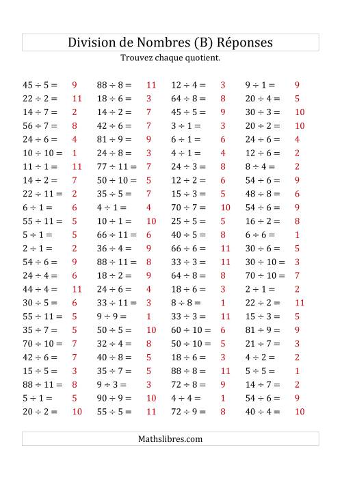 Division de Nombres Jusqu'à 121 (B) page 2