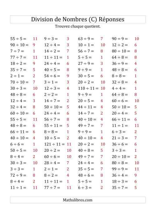 Division de Nombres Jusqu'à 121 (C) page 2