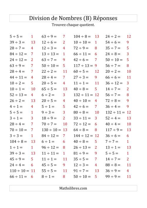 Division de Nombres Jusqu'à 169 (B) page 2