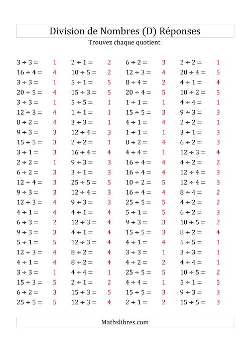 Division de Nombres Jusqu'à 25 (D) page 2