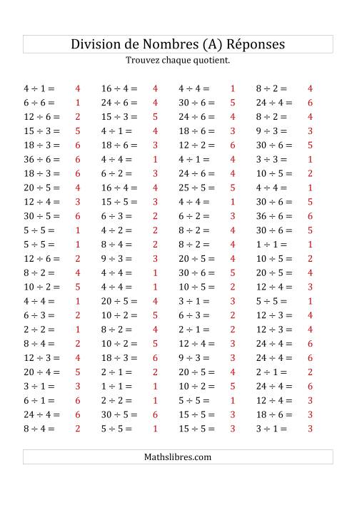 Division de Nombres Jusqu'à 36 (A) page 2