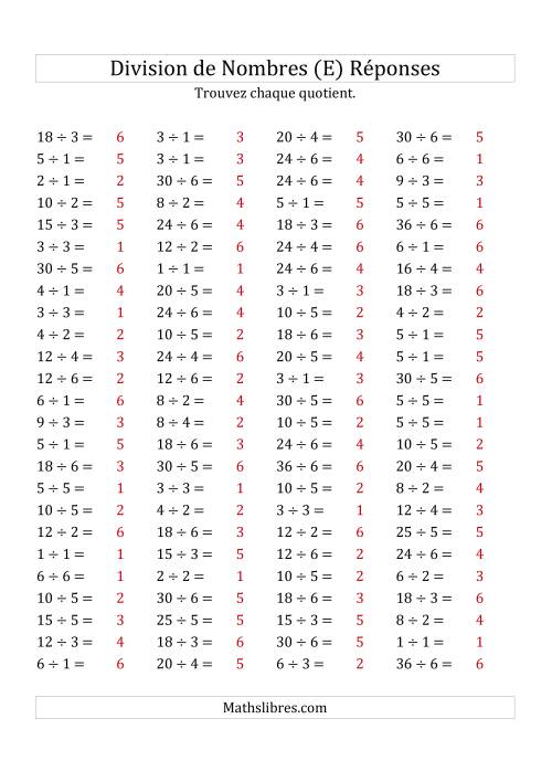 Division de Nombres Jusqu'à 36 (E) page 2
