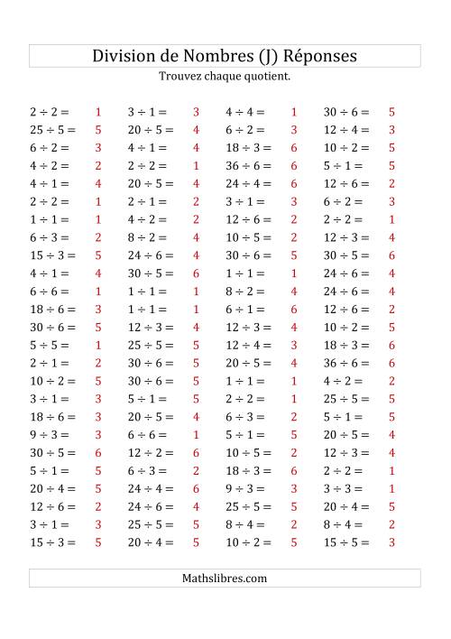 Division de Nombres Jusqu'à 36 (J) page 2