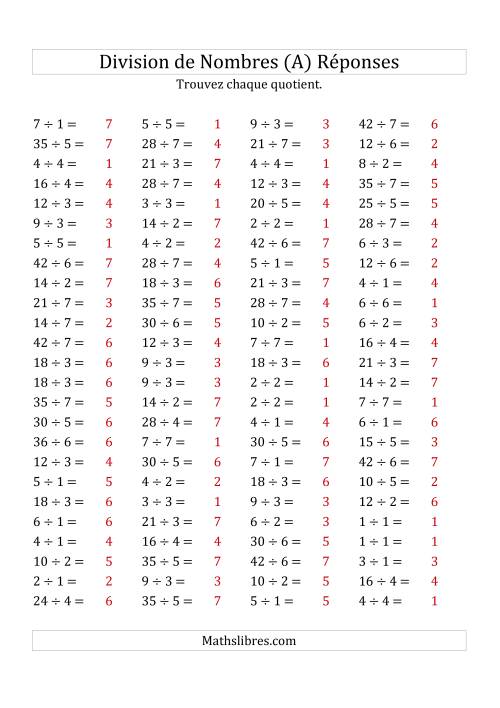 Division de Nombres Jusqu'à 49 (Tout) page 2