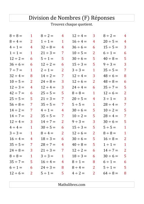 Division de Nombres Jusqu'à 64 (F) page 2