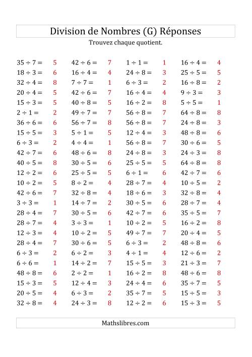 Division de Nombres Jusqu'à 64 (G) page 2