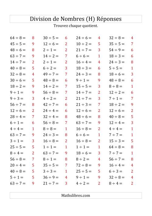 Division de Nombres Jusqu'à 81 (H) page 2