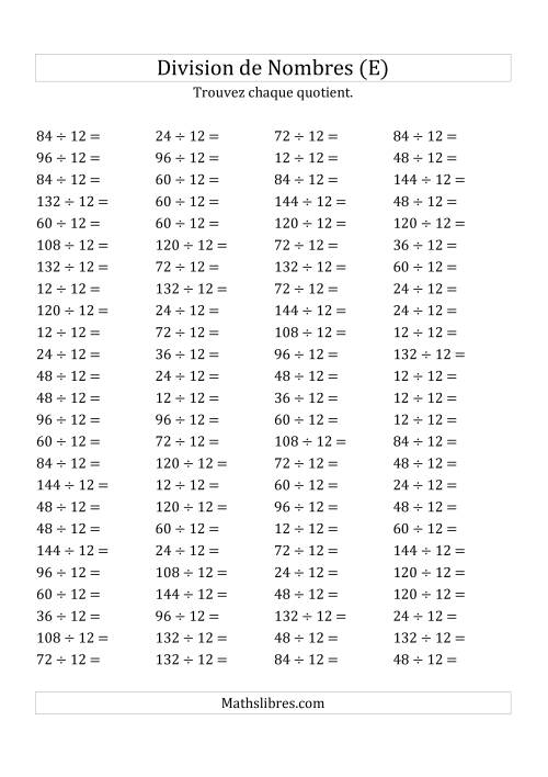 Division de Nombres Par 12 (Quotient 1 - 12) (E)