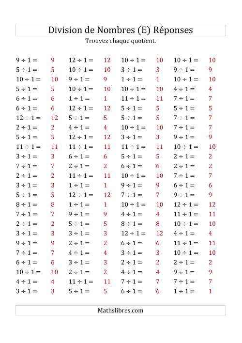 Division de Nombres Par 1 (Quotient 1 - 12) (E) page 2