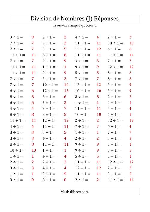 Division de Nombres Par 1 (Quotient 1 - 12) (J) page 2