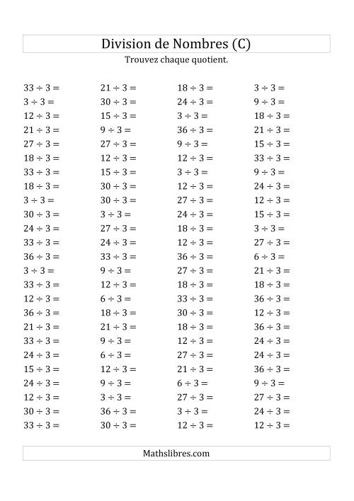 Division de Nombres Par 3 (Quotient 1 - 12) (C)