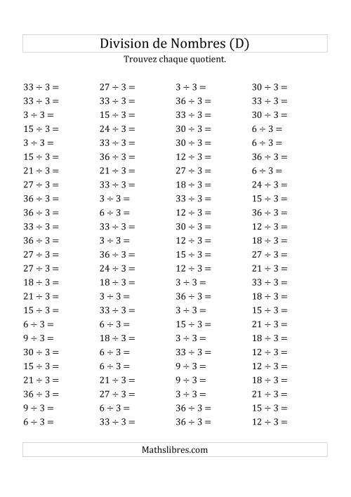 Division de Nombres Par 3 (Quotient 1 - 12) (D)