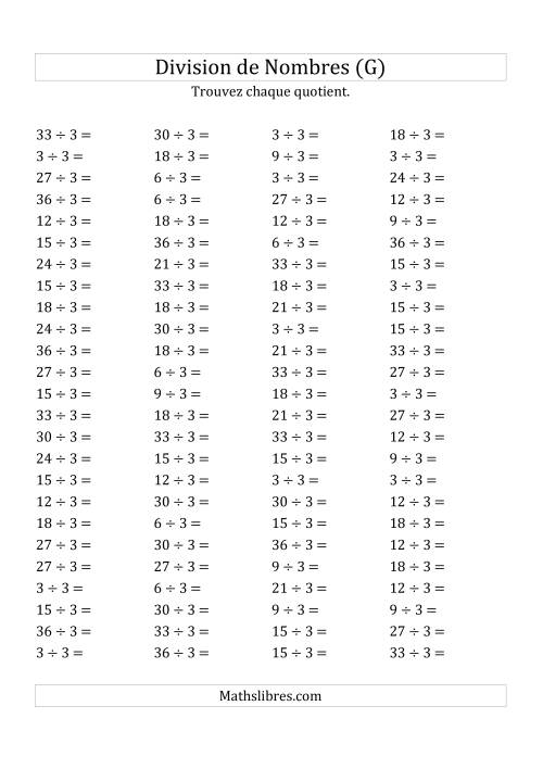 Division de Nombres Par 3 (Quotient 1 - 12) (G)