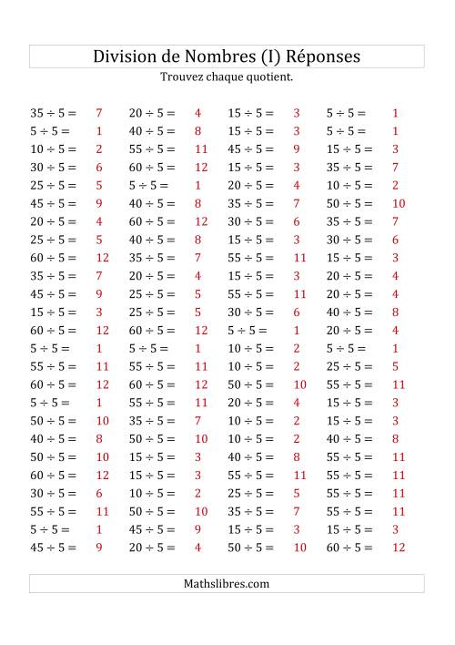 Division de Nombres Par 5 (Quotient 1 - 12) (I) page 2
