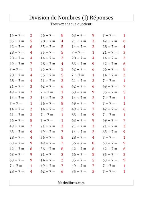 Division de Nombres Par 7 (Quotient 1 - 9) (I) page 2