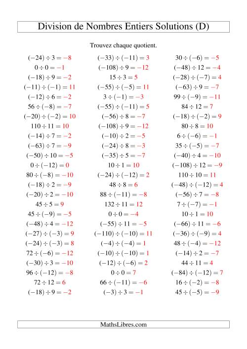 Division de nombres entiers de (-12) à 12 (75 par page) (D) page 2