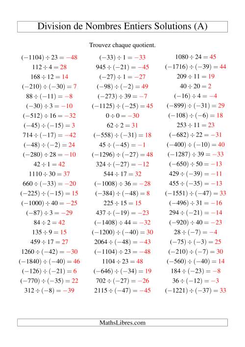 Division de nombres entiers de (-50) à 50 (75 par page) (Tout) page 2
