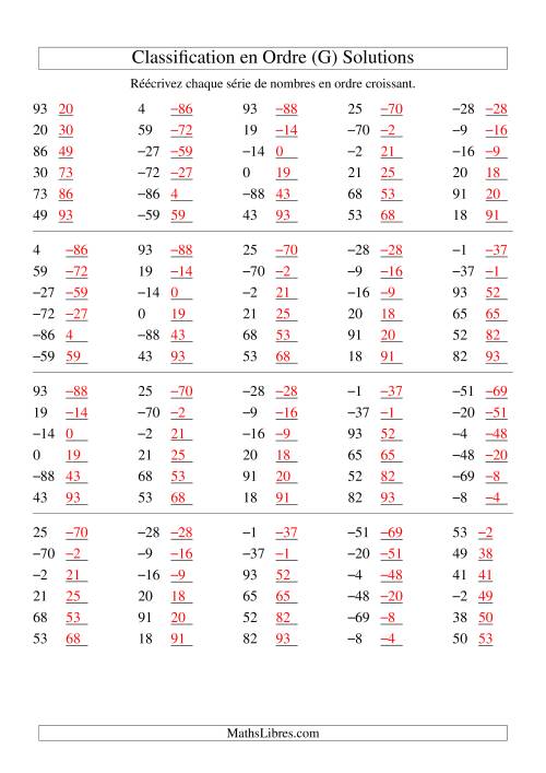Classification en ordre des nombres entiers (-99 à 99) (G) page 2
