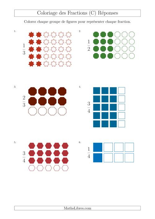 Coloriage de Groupes de Figures pour Représenter des Fractions (C) page 2