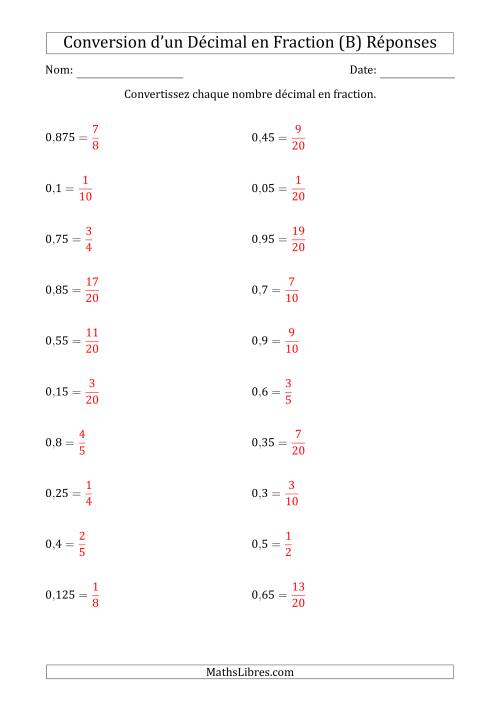 Conversion de Nombres Décimaux Finis en Fractions (B) page 2